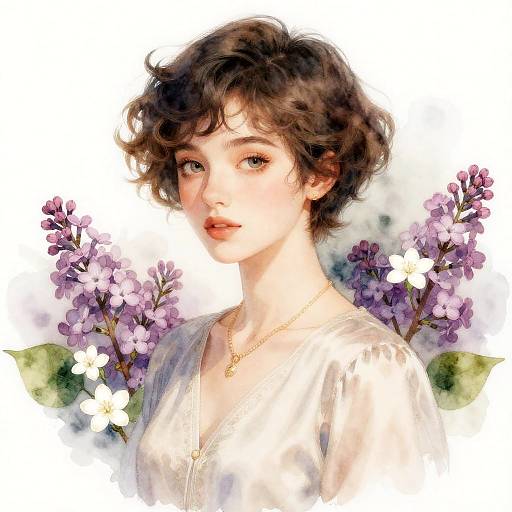 Delicate Watercolor Portrait of Woman