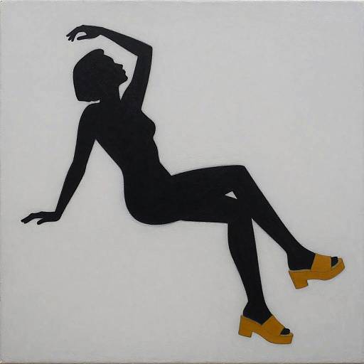 Minimalist Silhouette Painting with Yellow Sandals