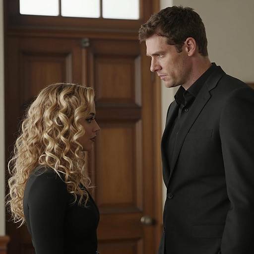 Intense Couple in Indoor Setting