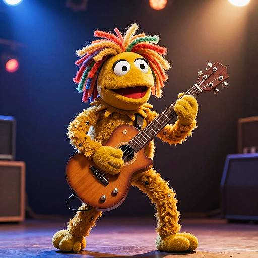 Fuzzy Muppet Guitarist on Stage