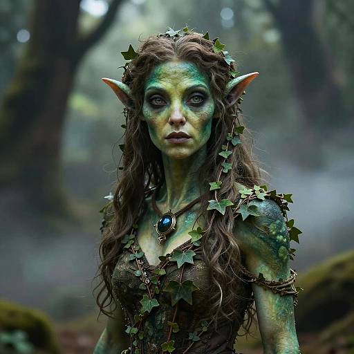 Female Celtic Druid Alien in Enchanted Forest