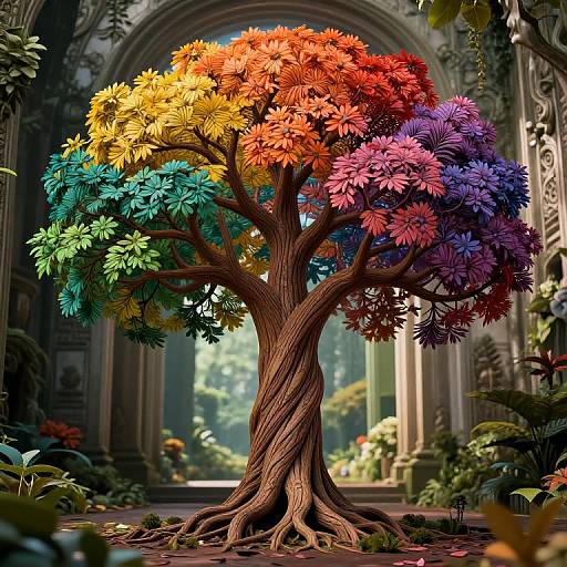 Intricate Color-Coded Tree of Life