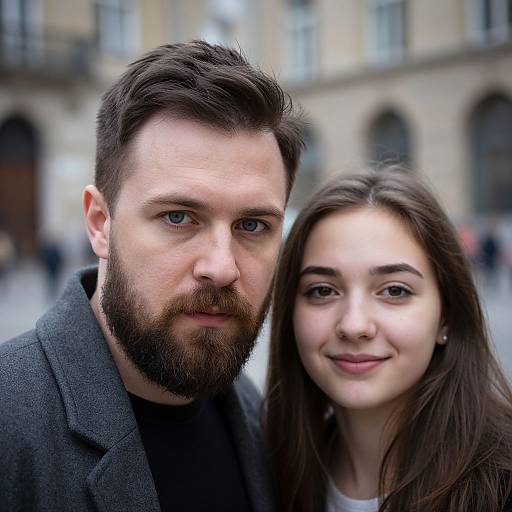Portrait of Smiling Couple in Urban Setting
