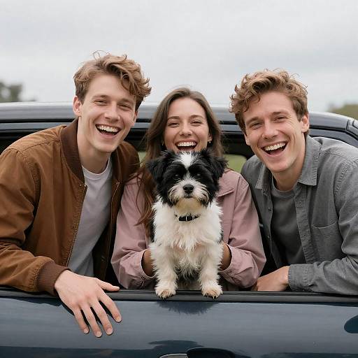 Joyful Car Ride with a Playful Dog
