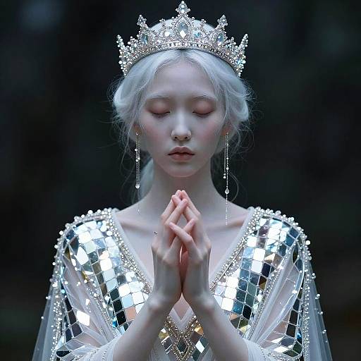 Androgynous Ethereal Figure with Jeweled Crown