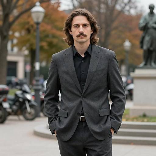 Serious Man in Urban Park Setting
