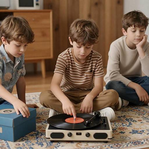 Three Boys Enjoying Music Together