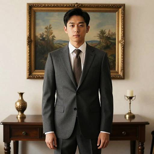 Man in Suit with Painting