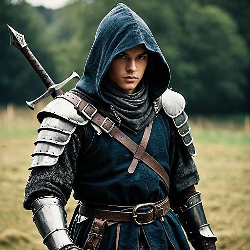 Medieval Rogue in Hooded Armor