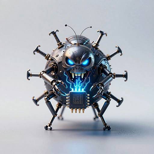 Menacing Robotic Insect Virus Logo