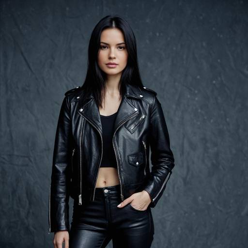 Mysterious Katina in Black Leather Fashion