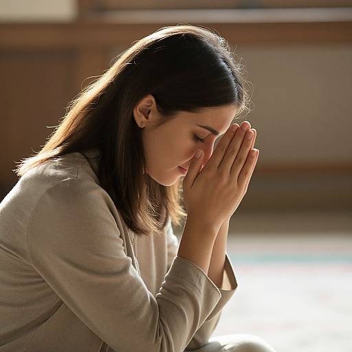 Woman Praying in Sunlight