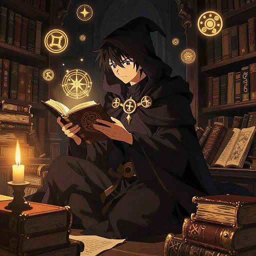 Wizard Mage Reading Ancient Tome
