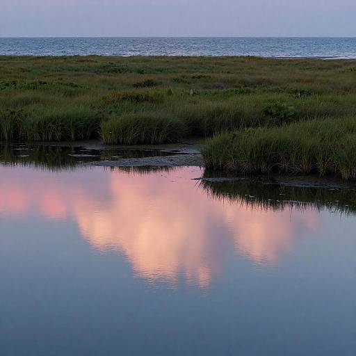 Serene Marsh Reflections at Dusk