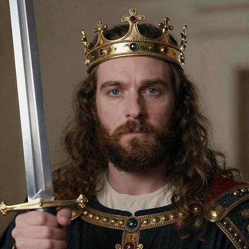 Regal King with Crown and Sword