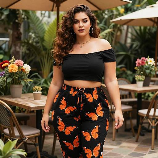 Plus-Size Woman in Vibrant Streetwear