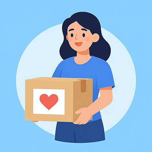 Cheerful Woman with Charity Box