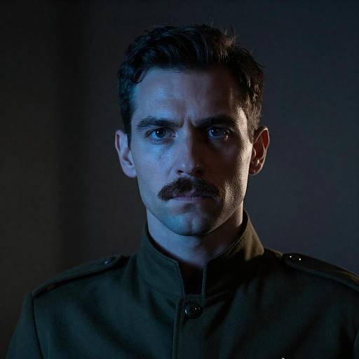 Blue-Lit Intense Military Style Portrait