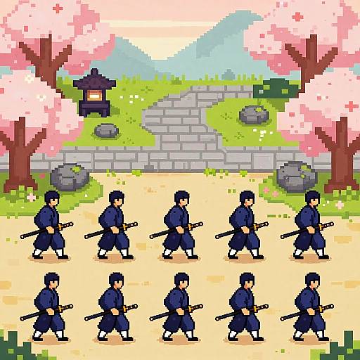 Pixel Art Samurai Walking Animation