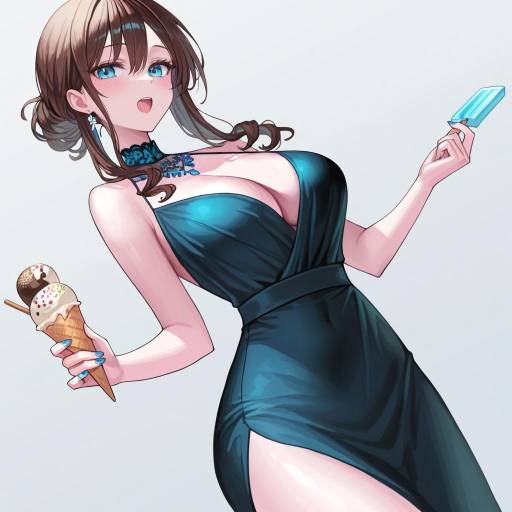 Elegant Lady Enjoying Ice Cream Delight Elegant Lady Enjoying Ice Cream Delight