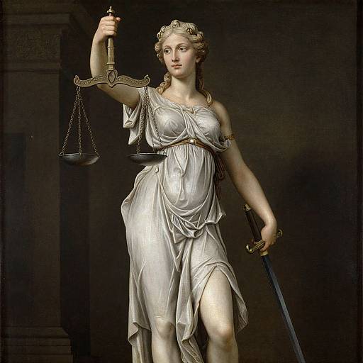 Renaissance Painting of Greek Justice Statue