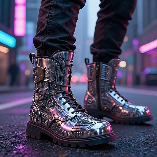 Cyberpunk Steelcap Boots in Neon City