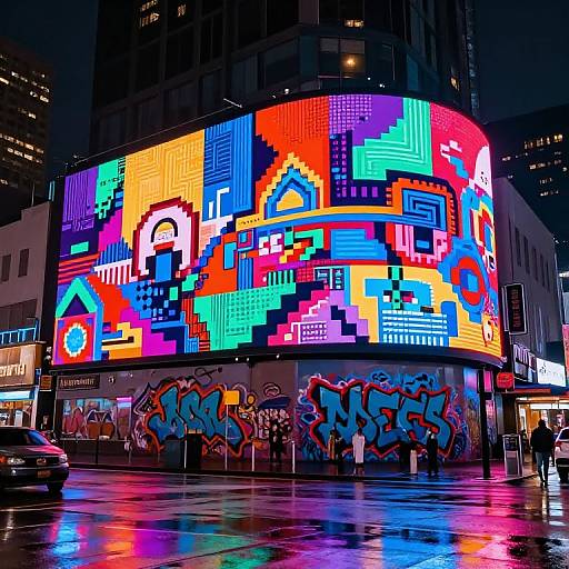 Vibrant Digital Graffiti in Cityscape
