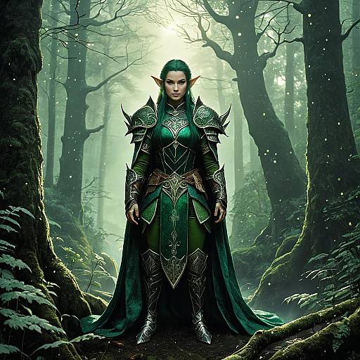 Forest Guardian Elf in Emerald Armor
