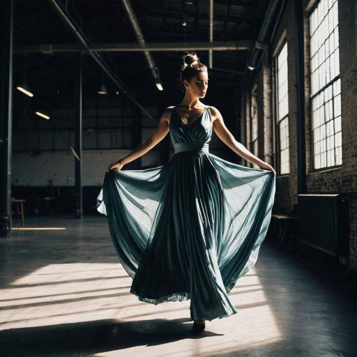 Female Dancer in Flowing Dress with Top Knot Hairstyle Female Dancer in Flowing Dress with Top Knot Hairstyle