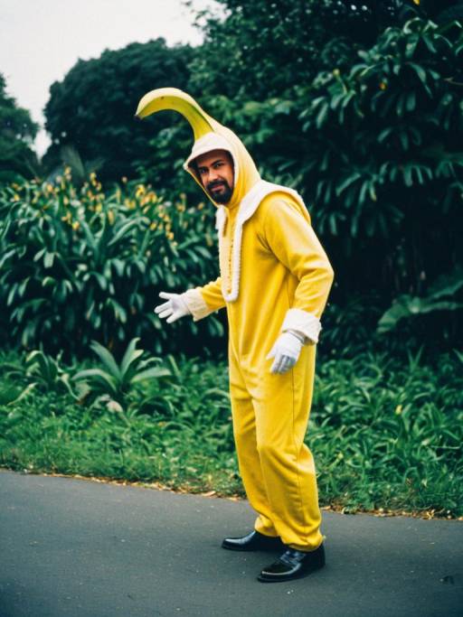 Man in Banana Costume Outdoors
