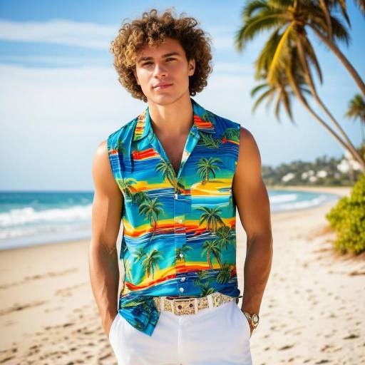 Vibrant Tropical Beach Casual Look