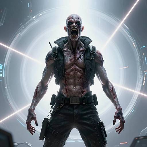 Cyberpunk Nightmare Male Monster Screaming