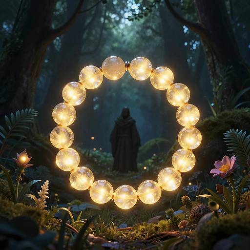 Enchanted Druid with Glowing Prayer Beads