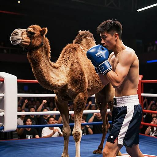 Intense Boxing Camel in Gym