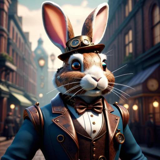 Steampunk Rabbit Portrait in Victorian London Steampunk Rabbit Portrait in Victorian London