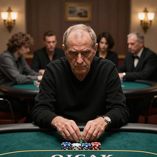 Intense Older Man Playing Poker