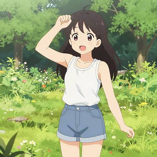 Anime Girl in Sunny Park