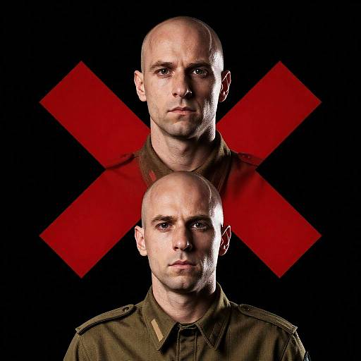 Bald Military Men Against Swastika Backdrop