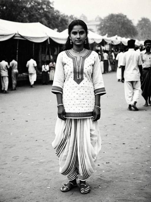 Woman in Traditional Dhoti Suit Salwar
