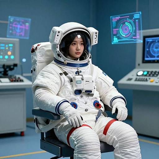 Realistic Young Astronaut in NASA Lab