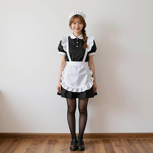 Woman in Traditional French Maid Costume