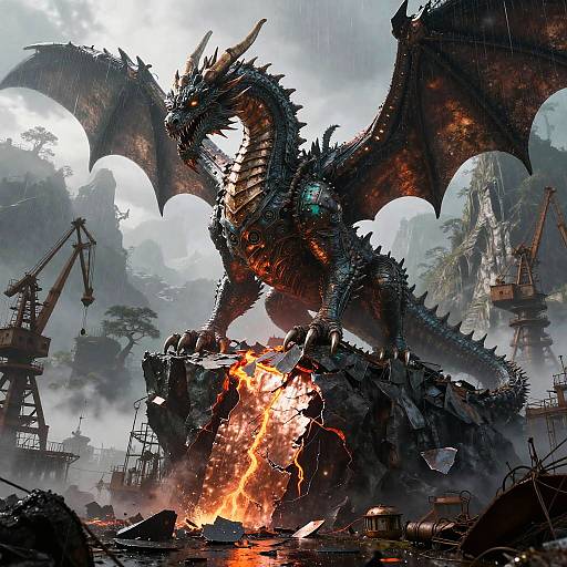 Shattered Iron Dragon on Obsidian Cliff