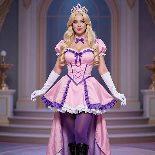 Elegant Blonde Queen in Magical Setting