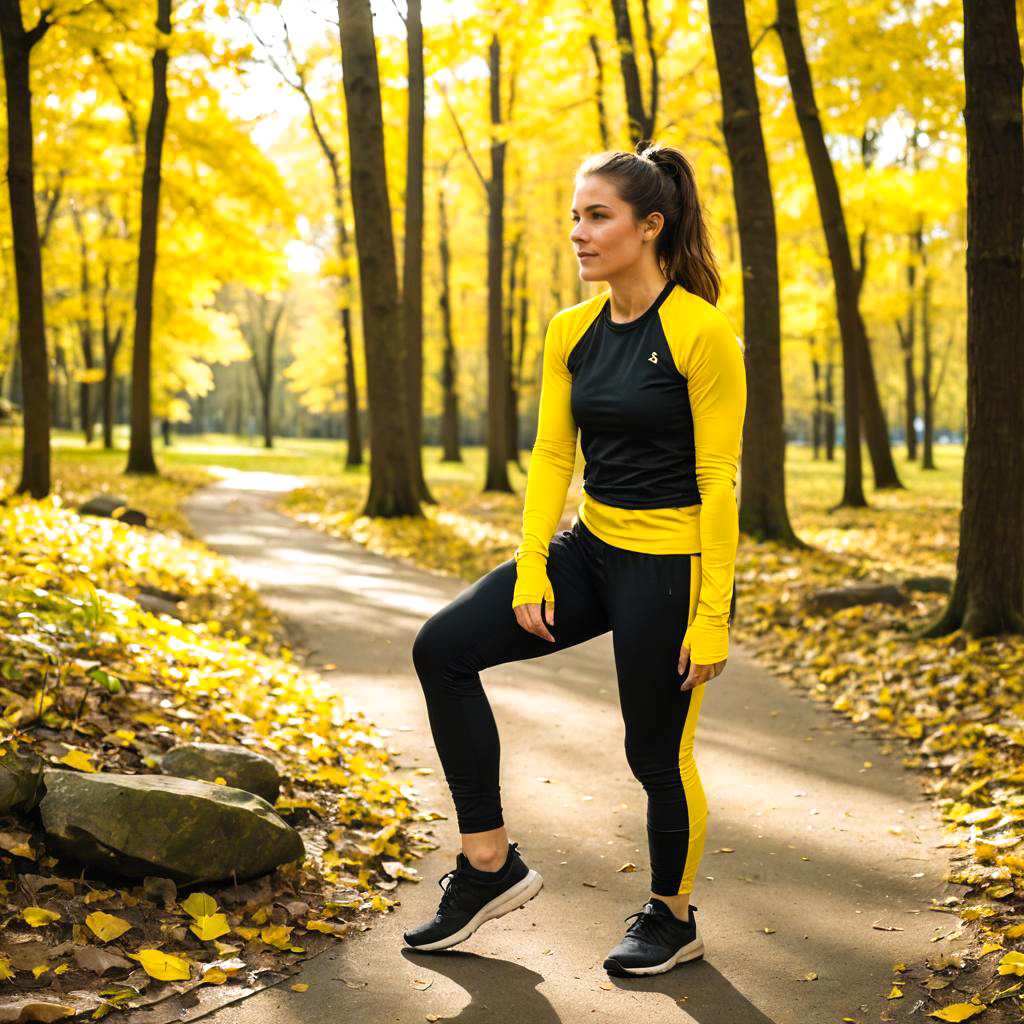 Jogger Stretching in Sunny Park