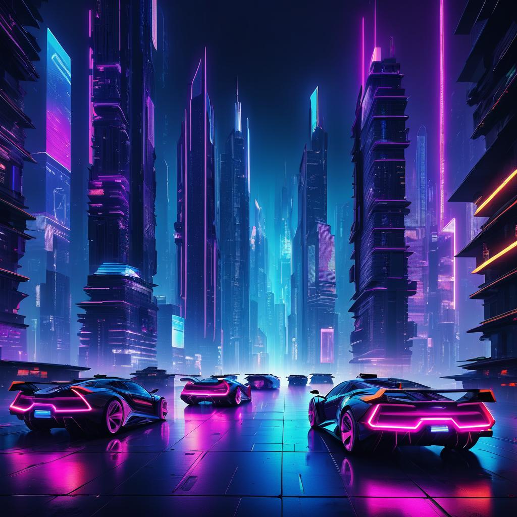 Vibrant Neon Cyberpunk Night Cityscape