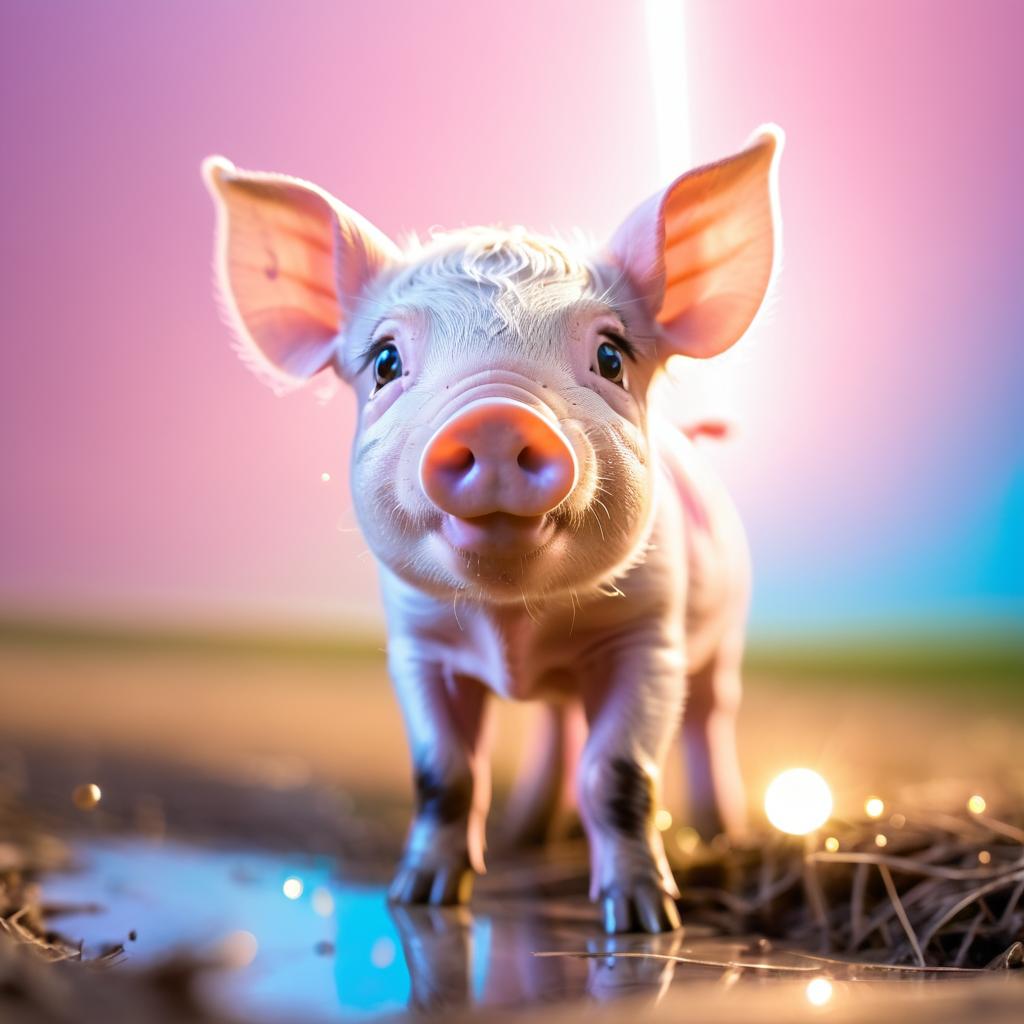 Inquisitive Piglet Sniffing Playfully