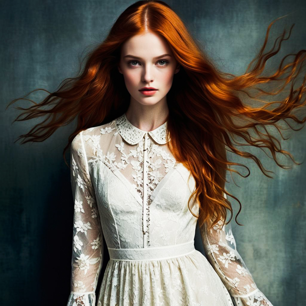 Vintage Chic: Freckled Redhead in Lace