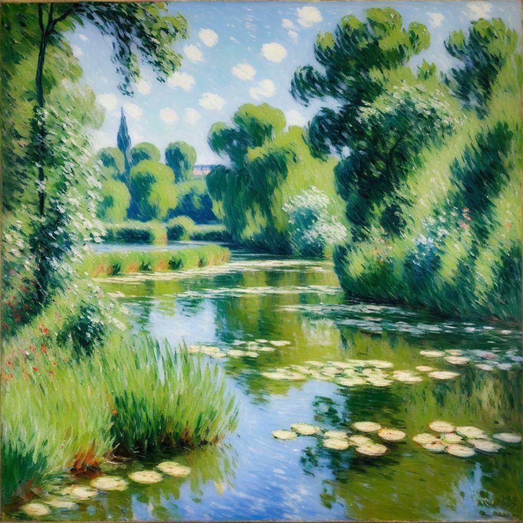 Impressionist River Landscape by Monet