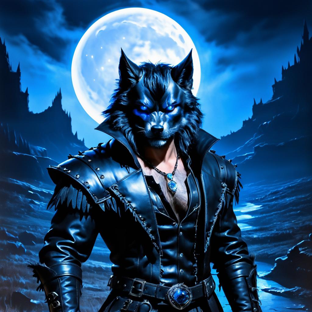 Gothic Werewolf in Moonlit Landscape