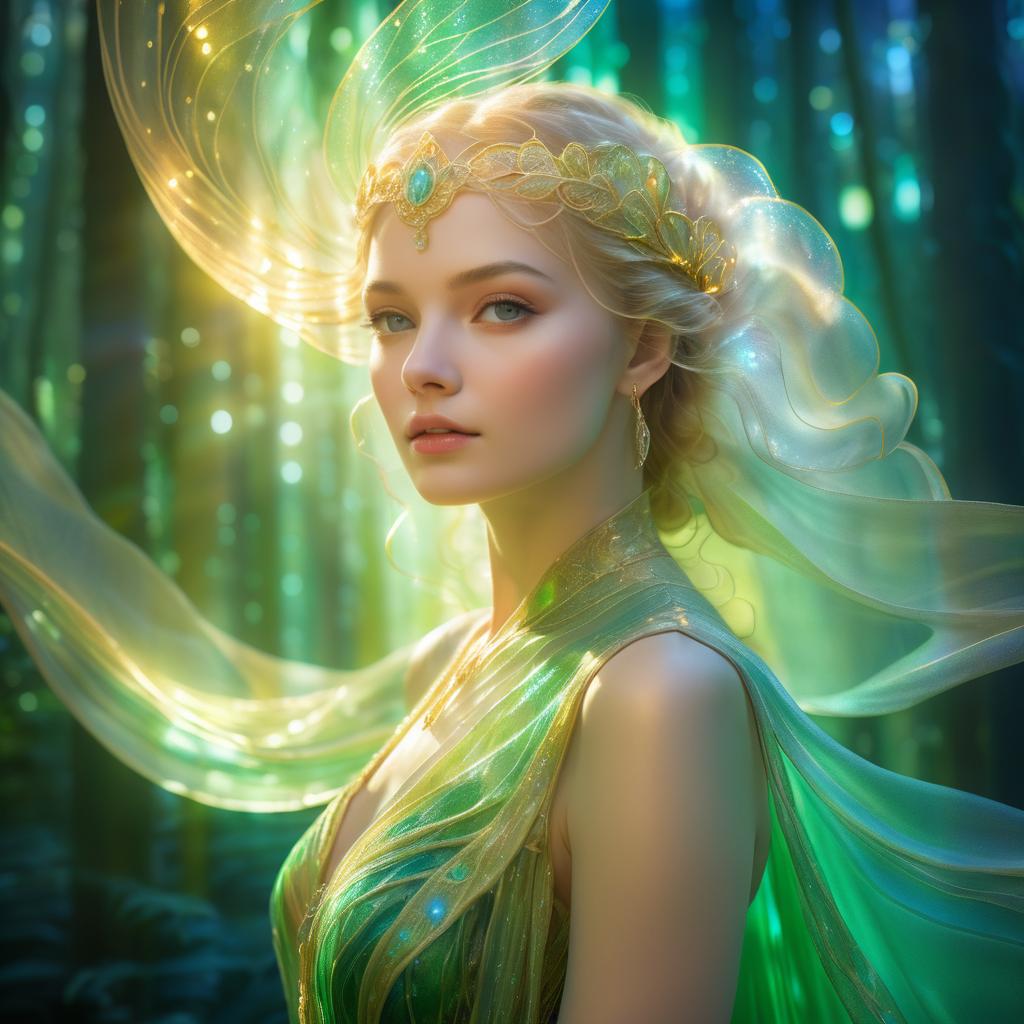 Ethereal Elf Portrait in Dreamlike Forest